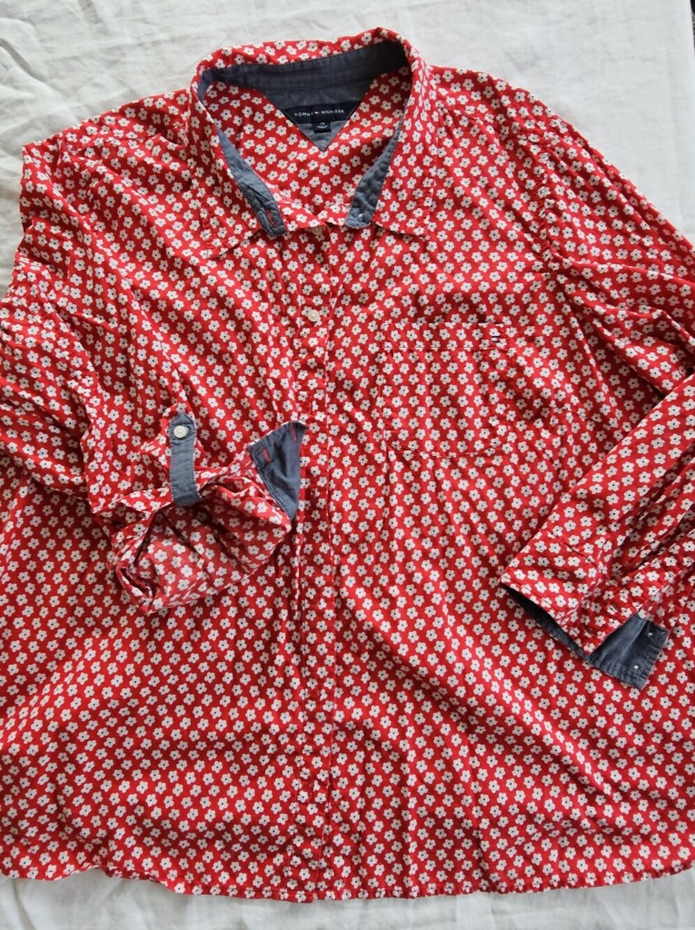 Tommy Hilfiger Red Floral Button-Down Shirt Size 2X